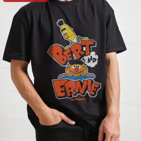 Bert and Ernie Vintage Retro Sesame Street Graphic Tee for Adults
