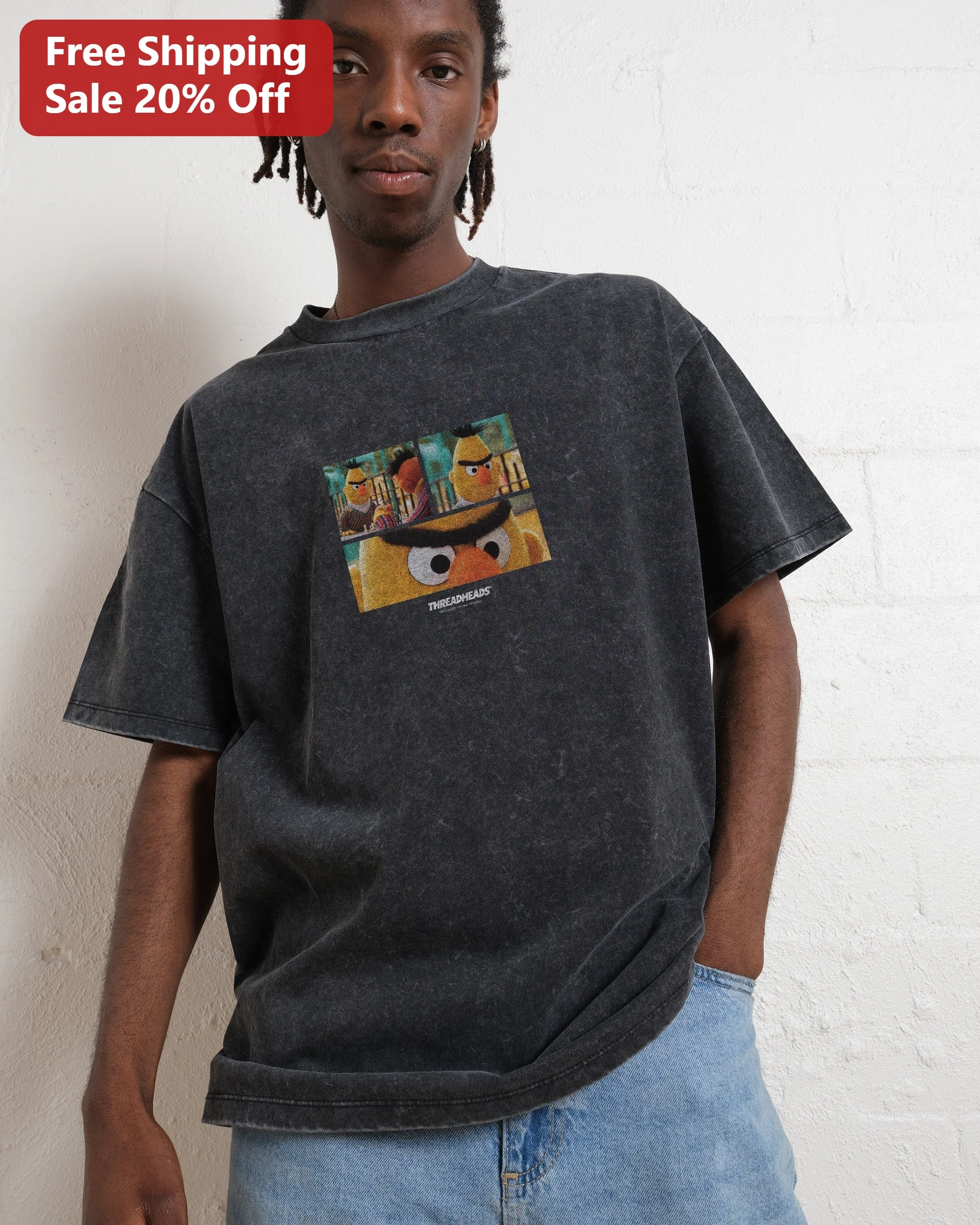 Bert Sesame Street Character Tee Vintage Acid Wash Pop Culture Shirt