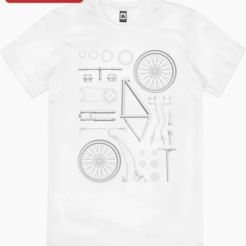 Close-up of Bicycle Parts Knolling Exploded View Poster, Minimalist Technical Bike Diagram Wall Art for Cyclists for streetwear fans in Chicago, Illinois