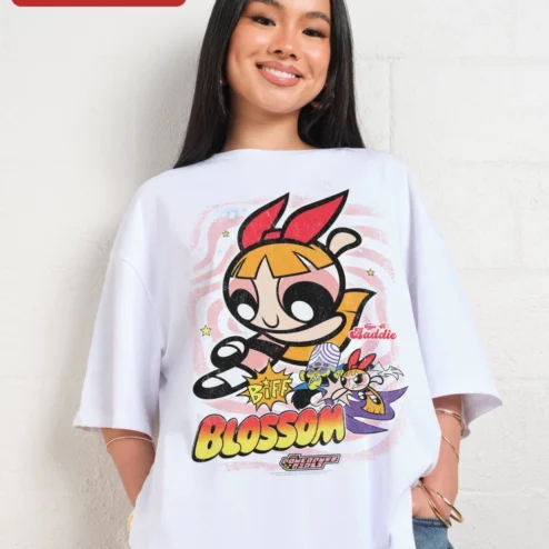 BIFF Blossom Powerpuff Girls Graphic Tee Retro Cartoon Nostalgia Gift for Women