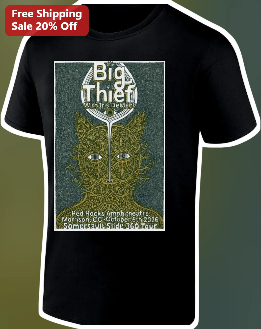 Big Thief With Iris DeMent Red Rocks Amphitheatre Morrison CO October 6th 2026 Somersault Slide Tour Tee