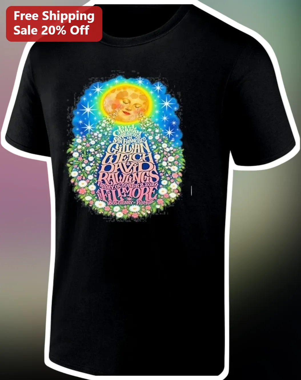 Bill Graham Presents San Francisco The Fillmore Concert Tee Gildan Welch David Rawlings Vintage Psychedelic Music Shirt
