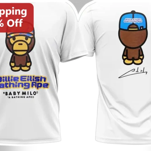 Billie Eilish Bathing Ape BABY MILO Graphic Tee Streetwear Collab Shirt