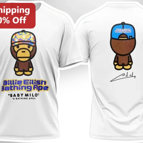 Billie Eilish Bathing Ape BABY MILO Graphic Tee Streetwear Cotton T-Shirt