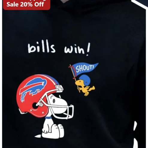 Bills Win Hoodie Snoopy Buffalo Bills NFL Fan Game Day Apparel