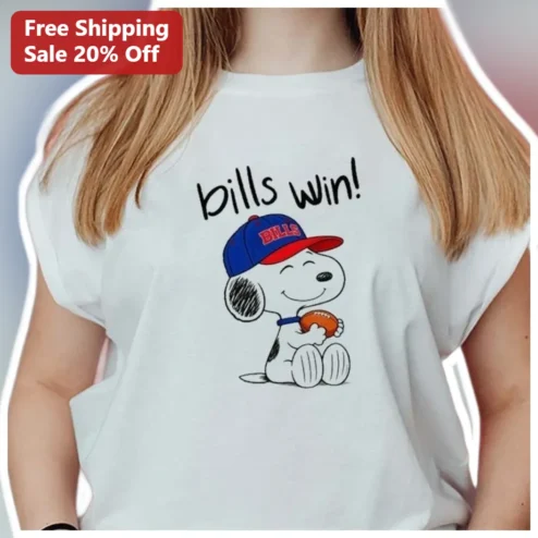 Bills Win! Snoopy Buffalo Bills Fan Tee NFL Game Day Shirt
