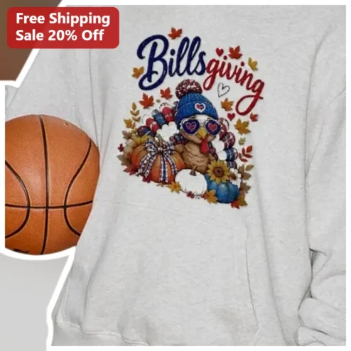 Billsgiving Hoodie Buffalo Bills Thanksgiving Turkey Graphic Pullover for NFL Fans
