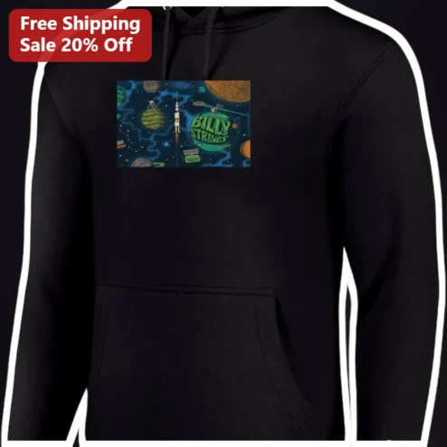 Billy Strings Hoodie Psychedelic Space Rocket Graphic Pullover for Country Jam Band Fans available at our Chicago, Illinois warehouse