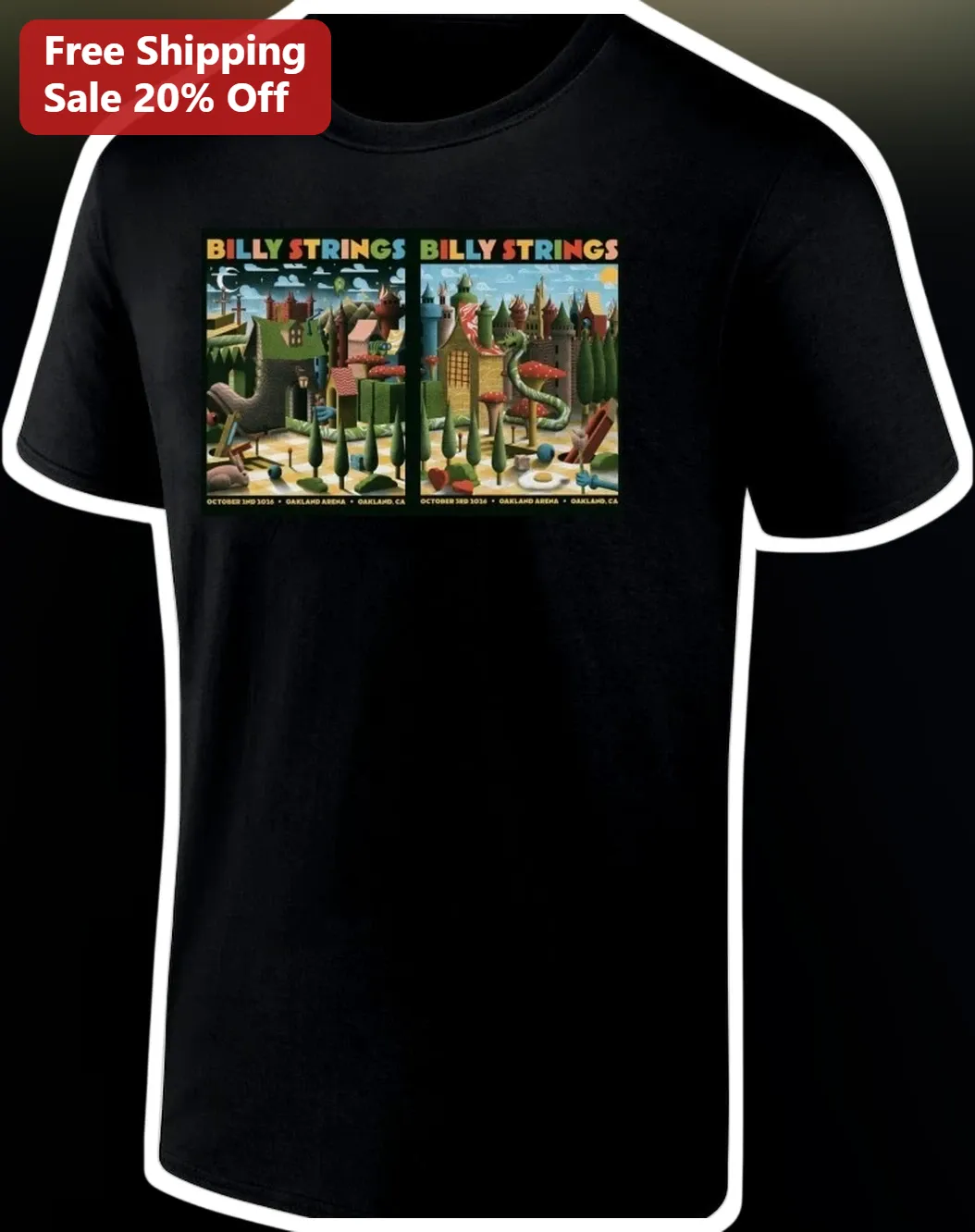 Billy Strings Tee Psychedelic Surreal Architecture Graphic T-Shirt for Jam Band Fans