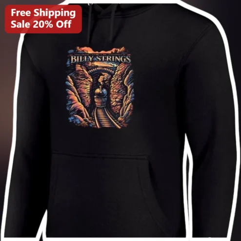 Billy Strings Vintage Train Hoodie Black Pullover Jam Band Merch Gift
