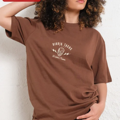 Customer in Chicago, Illinois wearing Birria Tacos El Señor Trueno Graphic Tee for Men Women Mexican Food Lovers