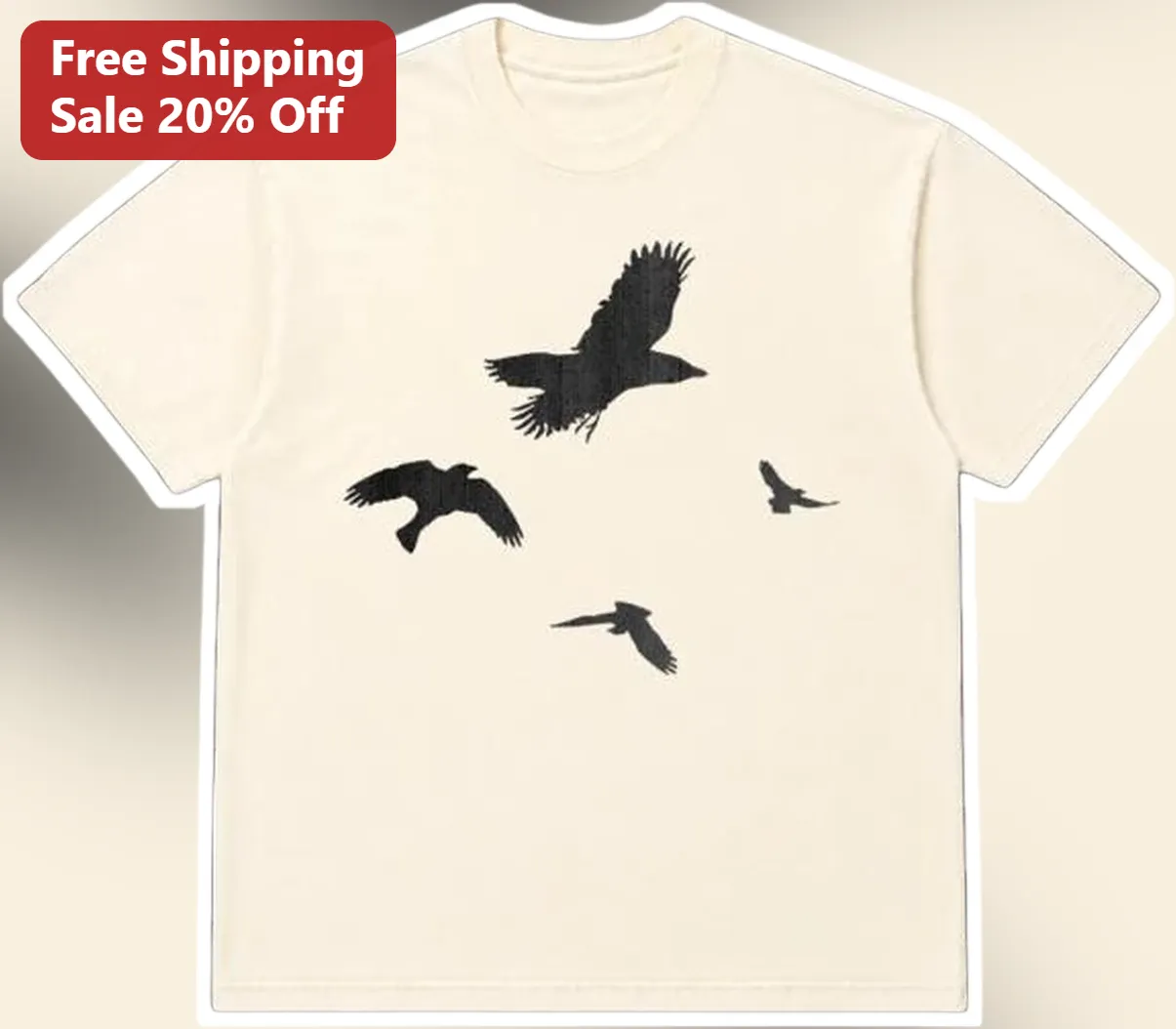 Black Raven Silhouette Graphic Tee Gothic Crow Bird in Flight Minimalist Dark Apparel Gift