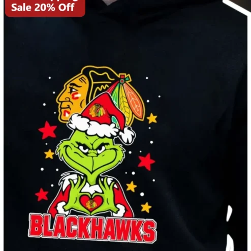 The Grinch Christmas Hoodie Chicago NHL Fan Holiday Apparel Gift