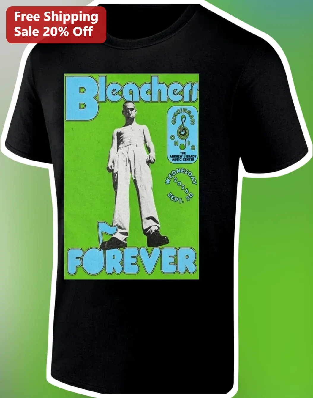Bleachers Forever Tee Retro Concert Poster Graphic T-Shirt for Indie Rock Fans