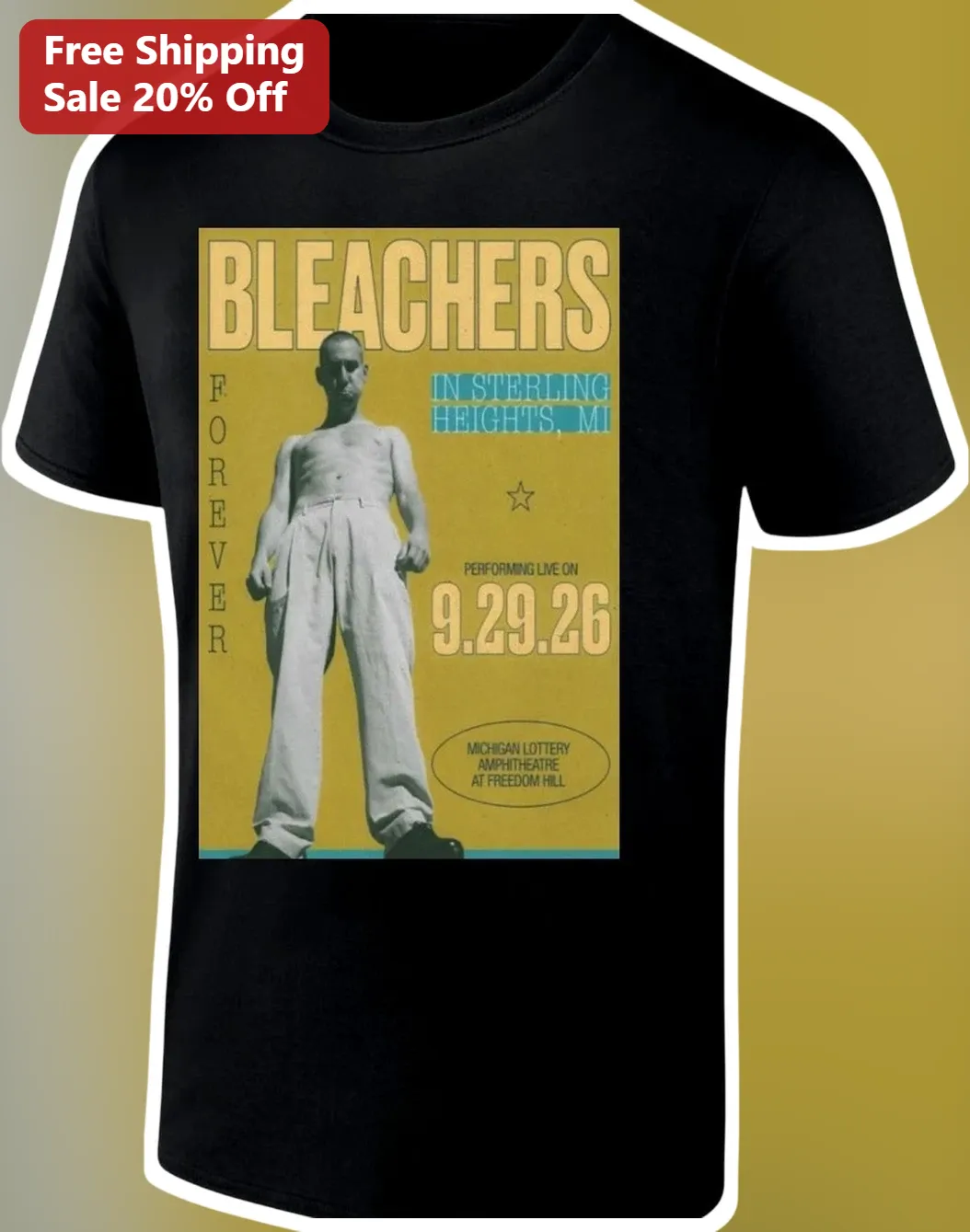 Bleachers Forever Tour Vintage Concert Poster Graphic Tee for Men Women Indie Rock Fans