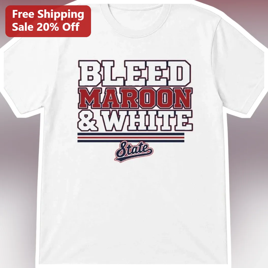 Bleed Maroon White State Tee Collegiate Varsity Style Game Day Shirt for College Fans Alumni