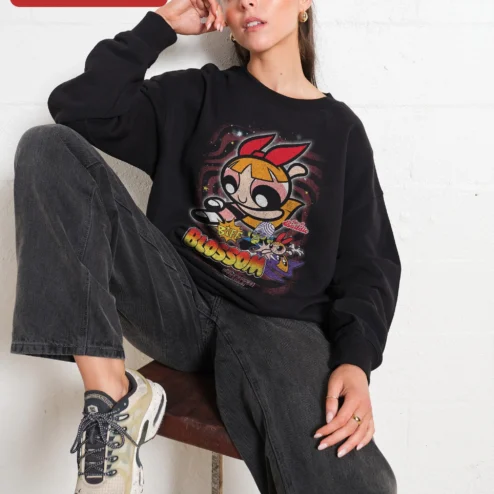 Blossom Bubbles Buttercup Powerpuff Girls Sweatshirt Retro Cartoon Y2K Streetwear Apparel