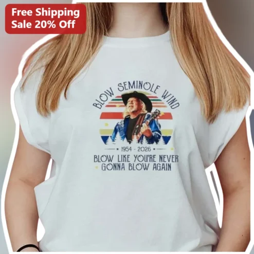 Blow Seminole Wind Travis Tritt Vintage Sunset Graphic Tee Country Music Fan Gift