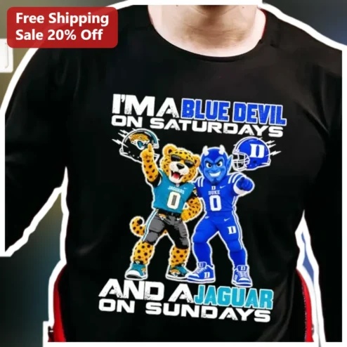 Blue Devil on Saturdays Jaguar on Sundays Long Sleeve Shirt Duke College Football Fan Gift