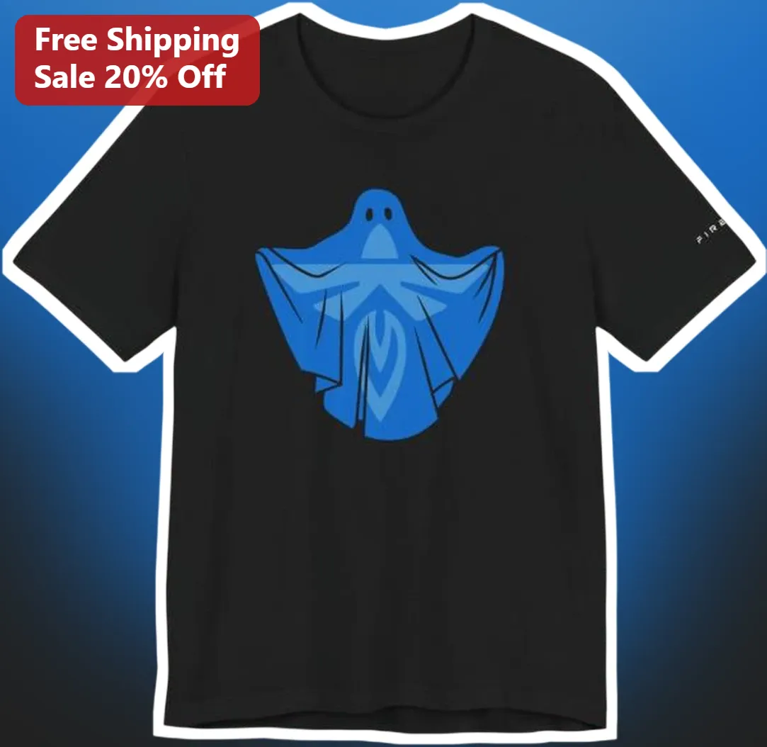Blue Ghost Star Graphic Tee Space Enthusiast Gift for Astronomy Lovers