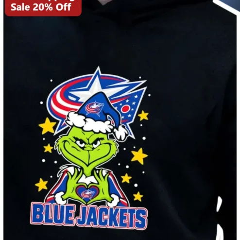 Blue Jackets The Grinch Hoodie Columbus NHL Fan Christmas Gift