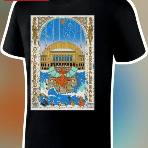 Boardwalk Hall October 2026 Concert Graphic Tee Vintage Atlantic City Event Souvenir Shirt for Music Fans
