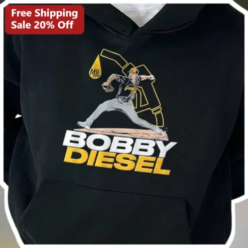 Bobby Diesel Hoodie Vintage Baseball Pitcher Milwaukee Brewers Fan Gift Black Pullover