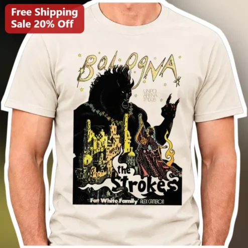 Bologna The Strokes Tee Reality Awaits Europe 2026 Tour Merch Unipol Arena Concert Shirt
