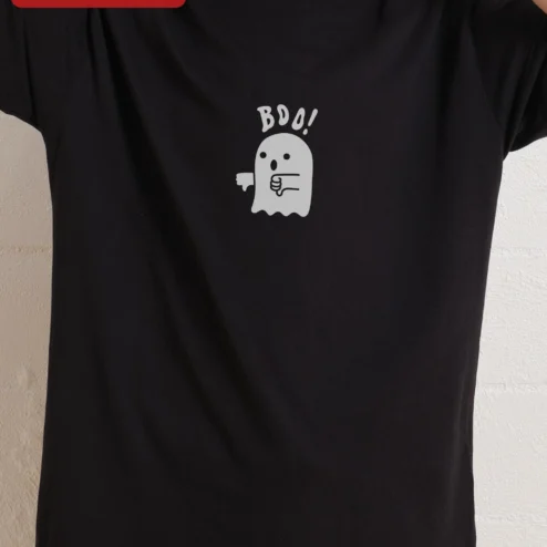 BOO! Ghost Halloween Graphic Tee Cute Spooky Cartoon Shirt for Teens