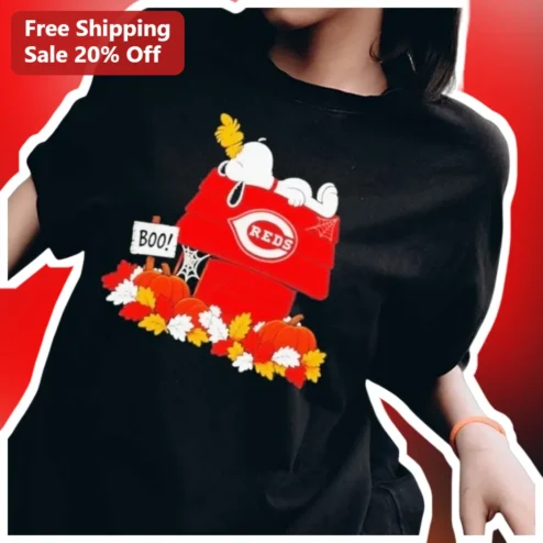 BOO! REDS Snoopy Halloween Cincinnati Reds Fan Tee