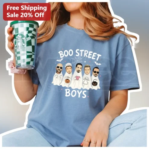 Boo Street Boys Halloween Parody Graphic Tee Funny Backstreet Boys Shirt for Women Men