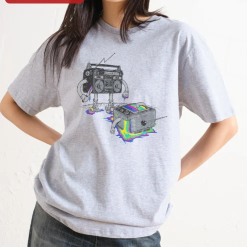 Boombox Horror TV Illustration Graphic Tee Surreal Retro Synthwave Shirt