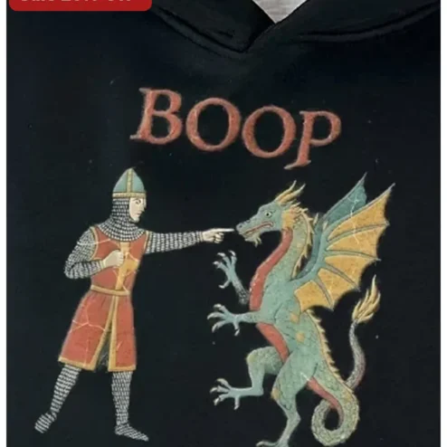 BOOP Hoodie Medieval Knight vs Dragon Funny Fantasy D&D Apparel for Men Women