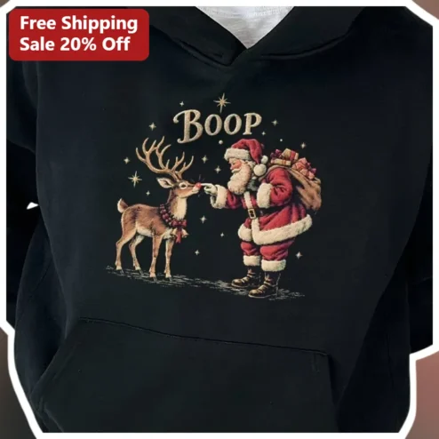 Boop Santa Claus Vintage Christmas Hoodie Funny Holiday Sweatshirt