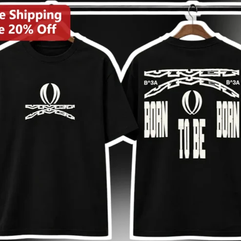 Born To Be Born Tee Y2K Streetwear Graphic Shirt Industrial Typography Black Cotton Apparel
