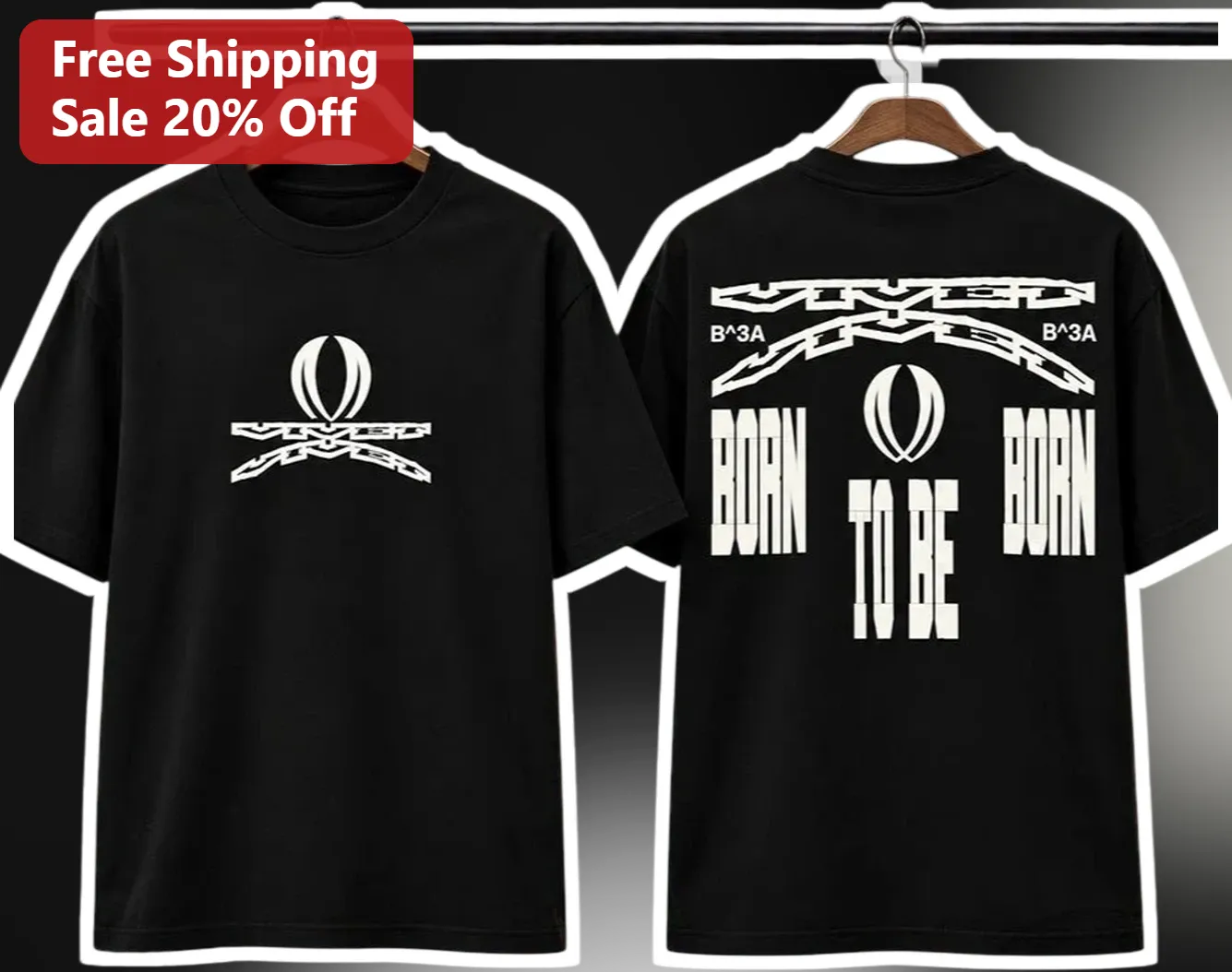 Born To Be Born Tee Y2K Streetwear Graphic Shirt Industrial Typography Black Cotton Apparel