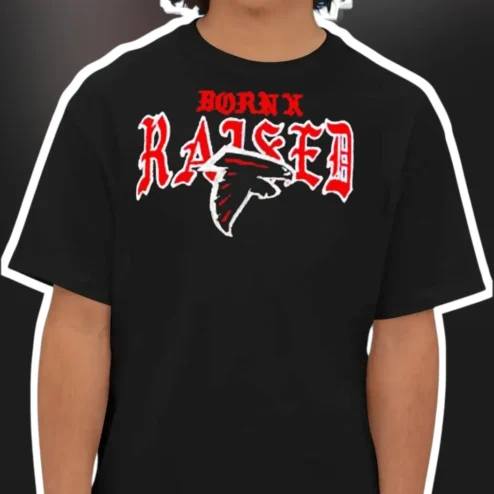 Born X Raised Atlanta Falcons Logo Graphic Tee Black Cotton Streetwear Shirt