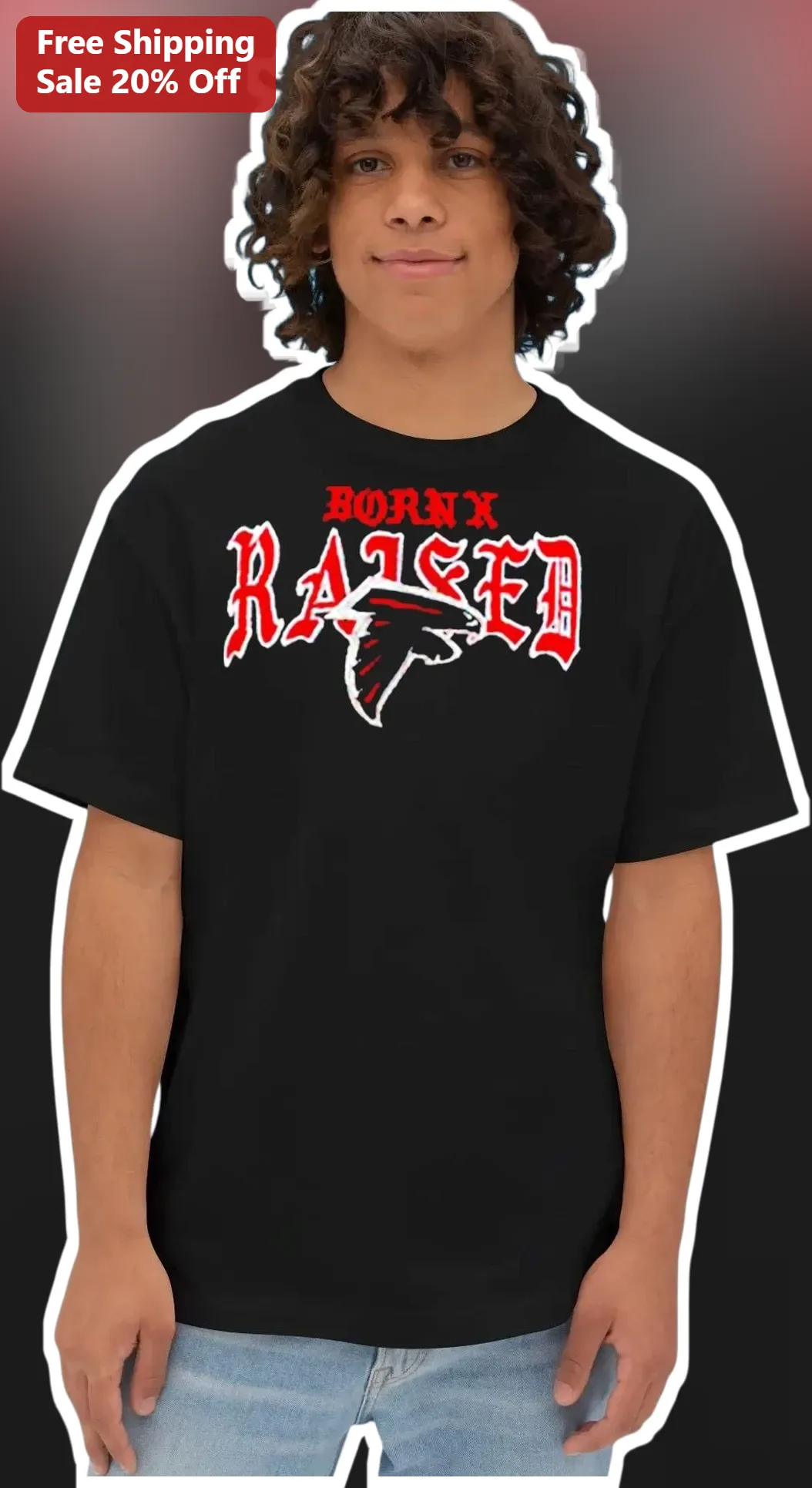 Born X Raised Atlanta Falcons Logo Graphic Tee Black Cotton Streetwear Shirt