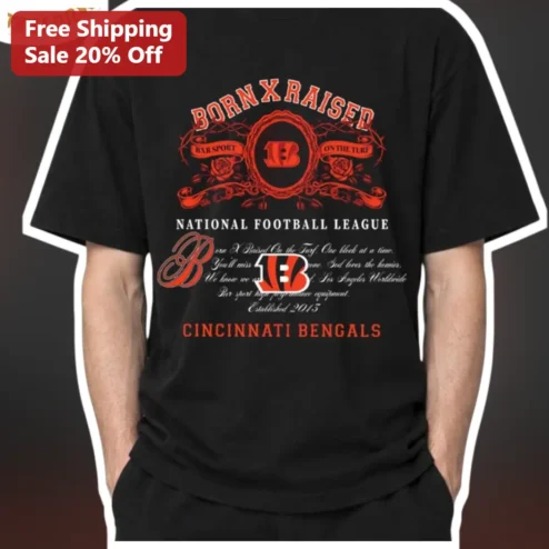 Born X Raised Cincinnati Bengals NFL Vintage Graphic Tee