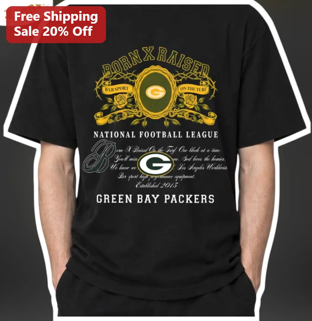 Born X Raised Green Bay Packers On The Turf NFL Tee