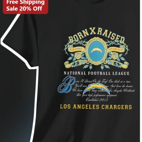 Born x Raised Los Angeles Chargers Vintage Crest Graphic Tee NFL Fan Apparel