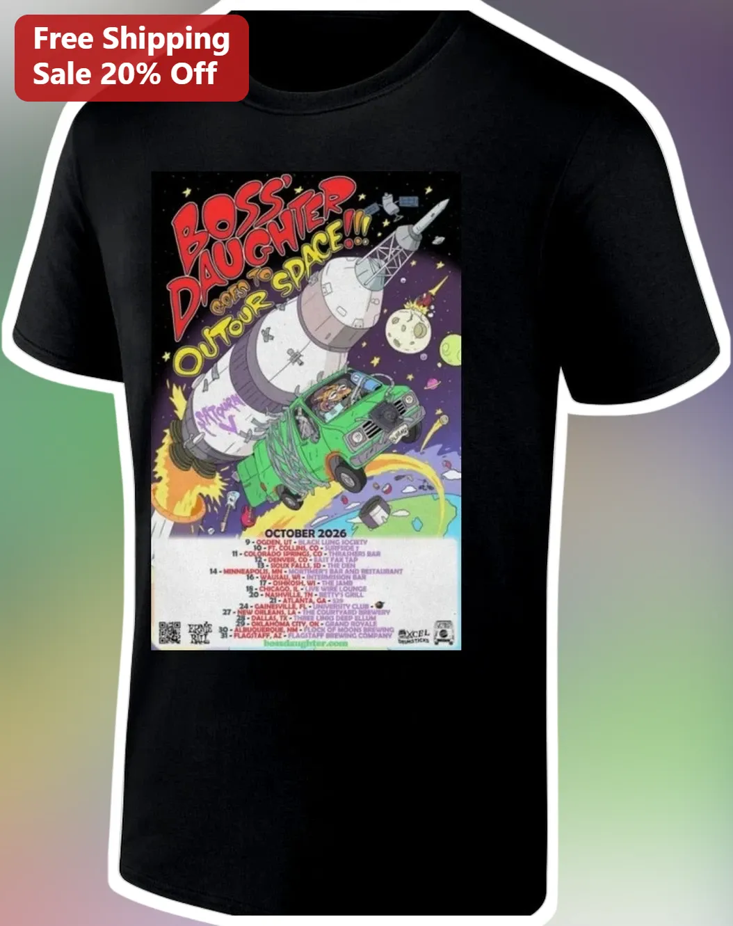 Boss Daughter Goes to Outer Space Funny Sci-Fi Graphic Tee Novelty Gag Gift Shirt