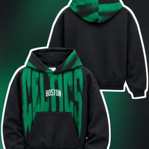 Boston Vintage Distressed Green Stripe Hoodie Men's City Pride Sweatshirt Gift