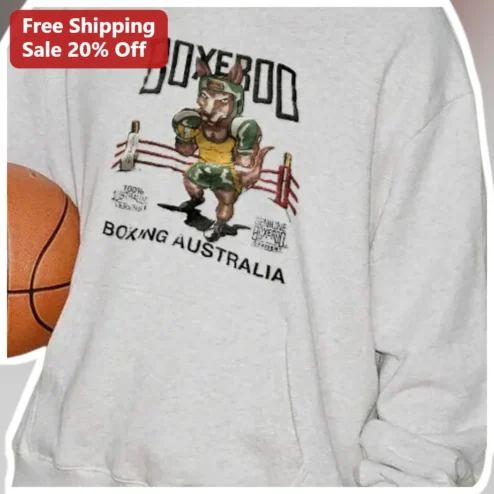 Boxeroo Boxing Australia Sweatshirt Vintage Kangaroo Boxer Graphic Crewneck Unisex Sports Fan Gift