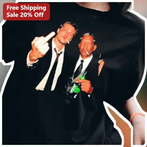 Brad Pitt Morgan Freeman Se7en Movie Graphic Tee for Men Women