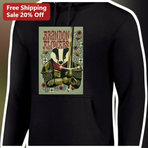 Brandon Flowers Hoodie Badger Knight Vintage Tour Merch Indie Rock Gift