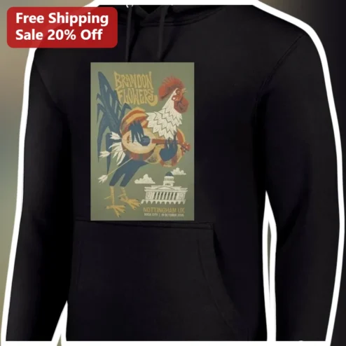 Brandon Flowers Nottingham UK Hoodie Vintage Concert Poster Merch