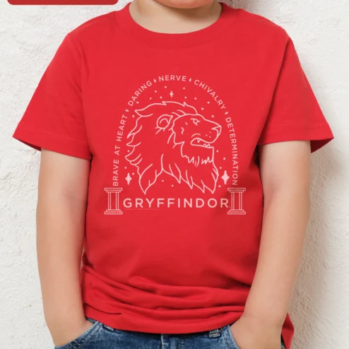 Brave At Heart Gryffindor Inspired Lion Graphic Tee Daring Nerve Chivalry Determination Kids Shirt