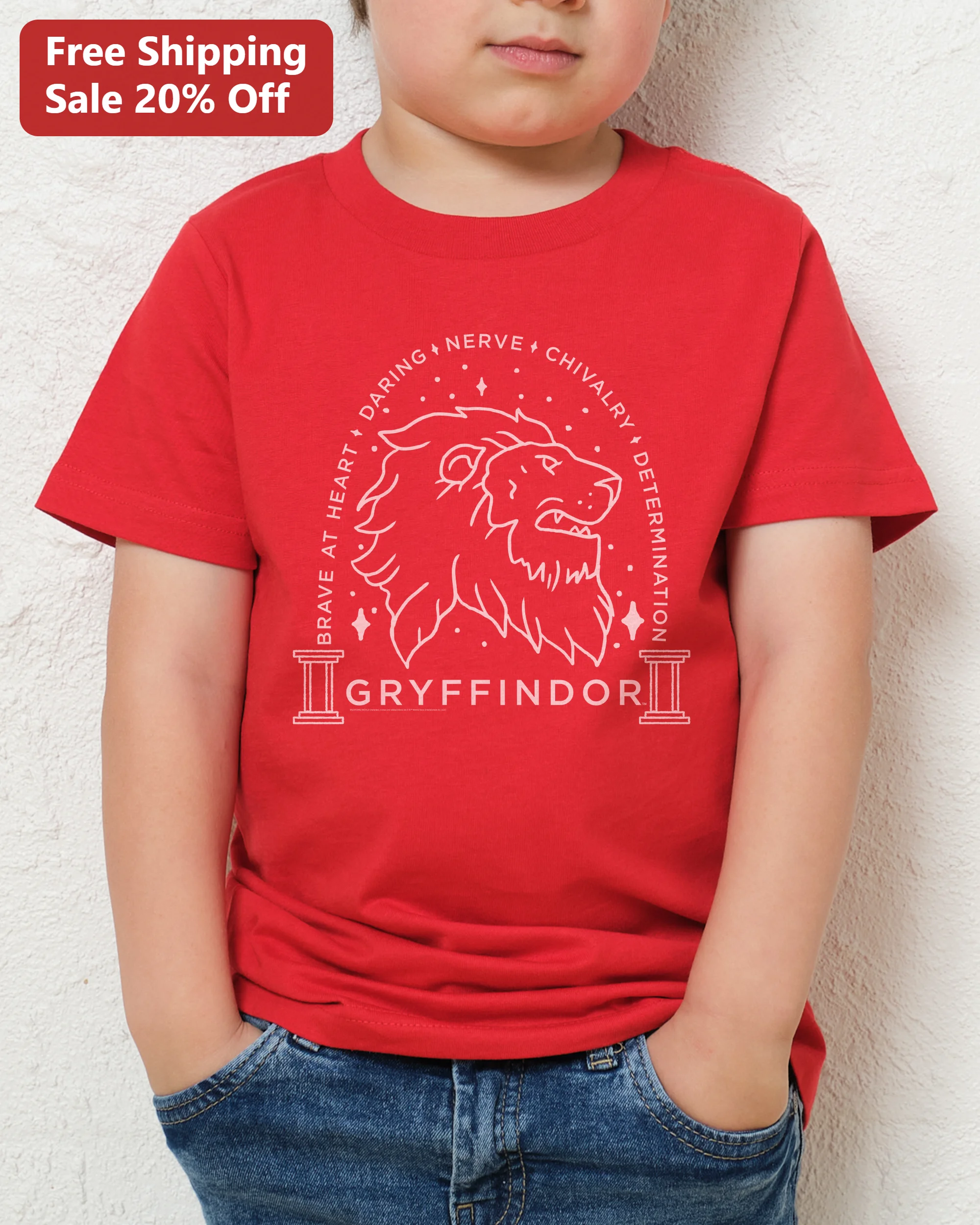 Brave At Heart Gryffindor Inspired Lion Graphic Tee Daring Nerve Chivalry Determination Kids Shirt