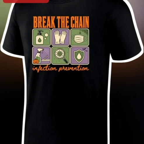 Break The Chain Of Infection Halloween Nurse Gift Tee Retro Vintage Healthcare Worker Shirt